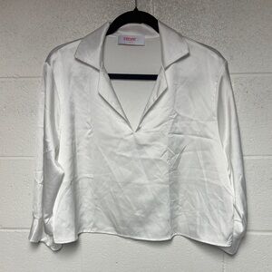 Renee C. White Satin Blouse